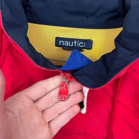 Vintage 90s Nautica Red Full Zip Up Windbreaker‎ Jacket - Picture 5 of 7